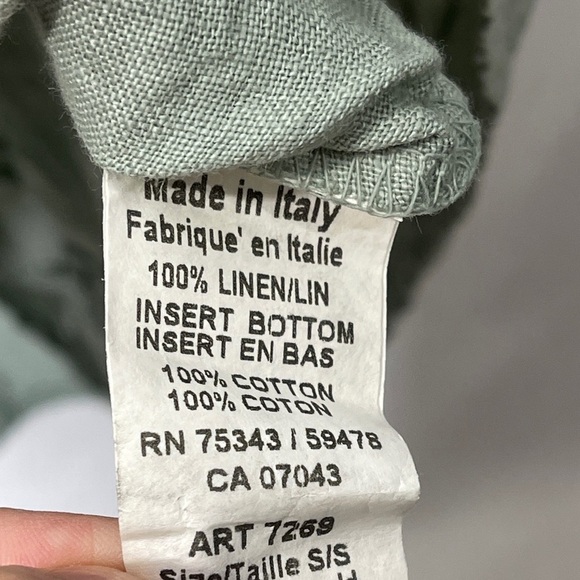 Terzo Millennio Sage Green Linen Eyelet Short Sleeve Size Small Made In Italy - Picture 4 of 7